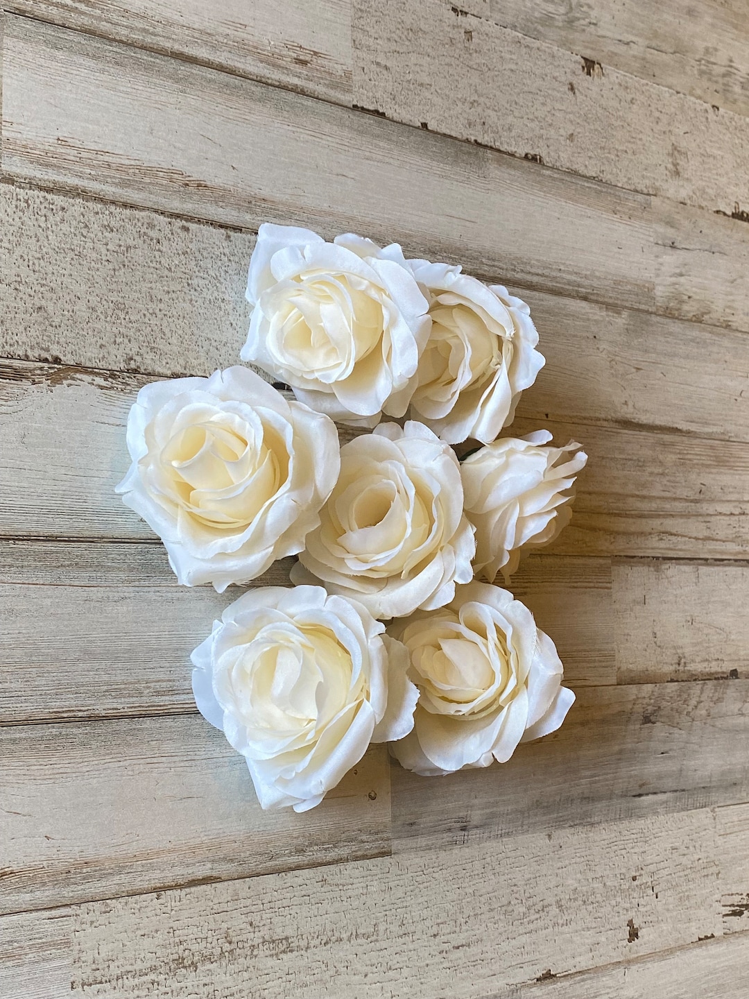 White Fake Flower Silk Ivory White Rose Artificial Flower Rose Head