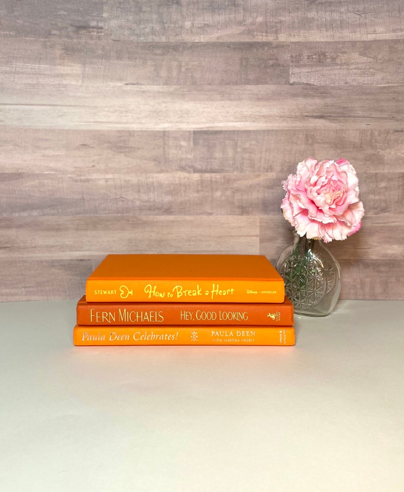 Aesthetic Book Shelf Decor Orange Book Decorate With Books Colorful Bookshelf Aesthetic Gift Book Lover Home Library Design Decorative Book image 9