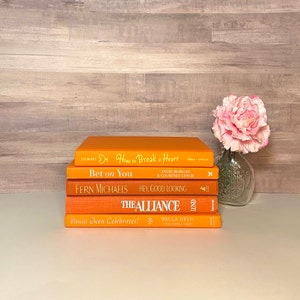 Aesthetic Book Shelf Decor Orange Book Decorate With Books Colorful Bookshelf Aesthetic Gift Book Lover Home Library Design Decorative Book 5 Books