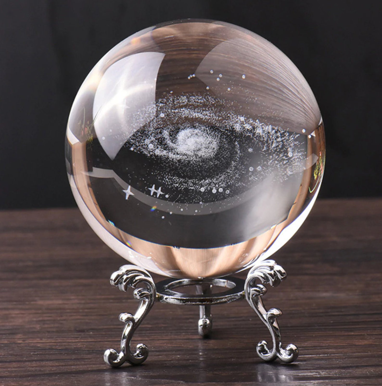Crystal ball stand 6CM Laser Engraved Solar System 3D Etsy