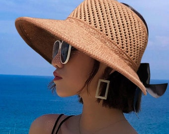 YLY 2019 Sun Hat for Women Straw Straw Hat Spring Summer Ladies Flat Top Visor Holiday Travel Sun Hat Couple Beach Hat YLY 2019 Sun Hat for Women Straw Straw Hat Spring Summer Ladies Flat Top Visor Holiday Travel Sun Hat Couple Beach Hat