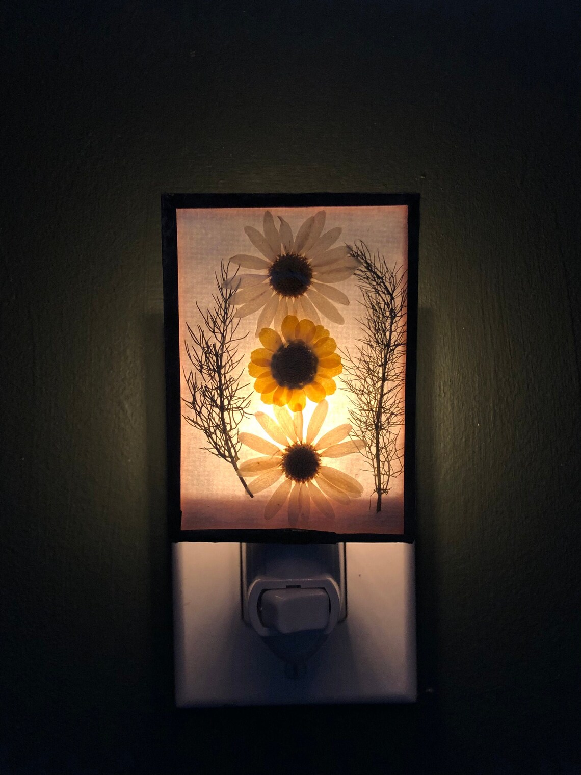 Dried Flower Night Light Pressed Flowers Stained Glass Etsy