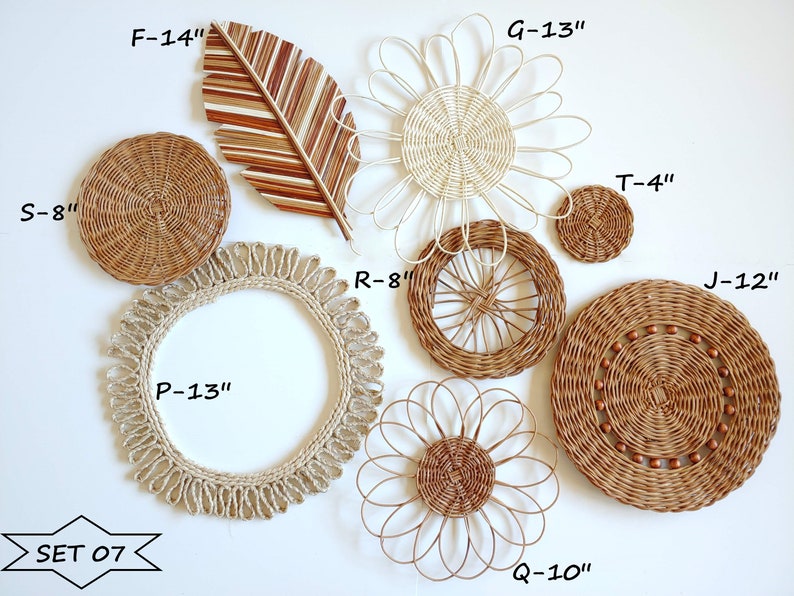 Boho Basket Set Wall Decor, Rattan Wall Decor, Wicker Wall Decor, Boho Home Decor, Woven Wall Baskets, Bohemian Decor, Boho Wall Hanging Set 07