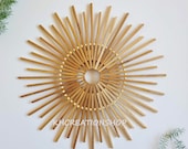 Natural Bamboo Boho Wall Decor, Rattan Wall Decor, Raffia Wall Decor, Boho Home Decor, Rustic Style, Bohemian Decor,Sunburst boho wall decor