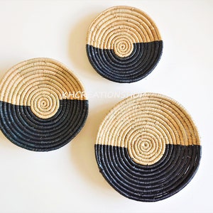 Set of 3 Woven Basket Wall Decor, Round Hanging Wall Basket, Boho Wall Decor, Seagrass Baskets, Home Decor,Boho Wall Art, Wicker Wall Plate