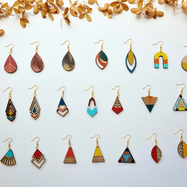 Lightweight Geometric Wooden Earrings,Wood Teardrop Earrings,Bohemian Earrings,Trendy Earrings,Wooden Hoop Statement Earrings,Wooden Jewelry