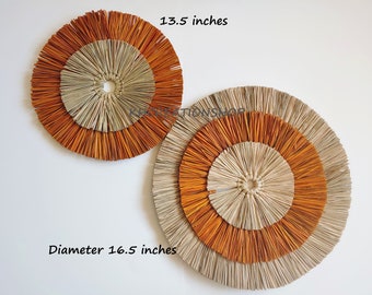 45-Inch Wood & Seagrass Wall Hanging - Bohemian Mobile Decor In Black & Natural