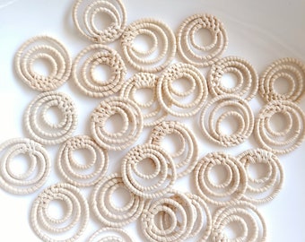 Natural Rattan Earring Hoops Round, Rattan Charms, Handwoven Findings, Woven Boho Jewelry Making Blanks Accessories, Rattan Earrings Supply