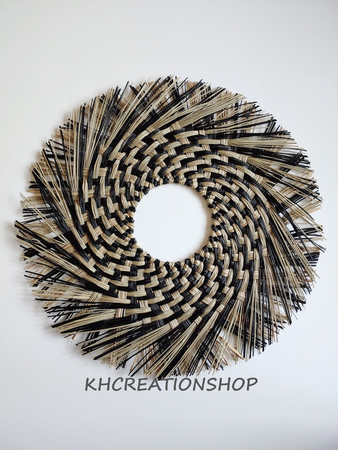 Natural Round Seagrass Wall Hanging Decor,raffia Wall Decor,boho Rattan