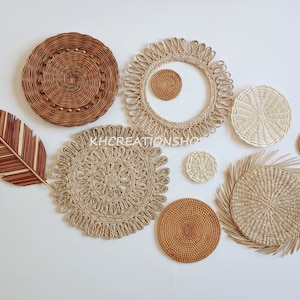 Boho Basket Set Wall Decor, Rattan Wall Decor, Wicker Wall Decor, Boho Home Decor, Woven Wall Baskets, Bohemian Decor, Boho Wall Hanging