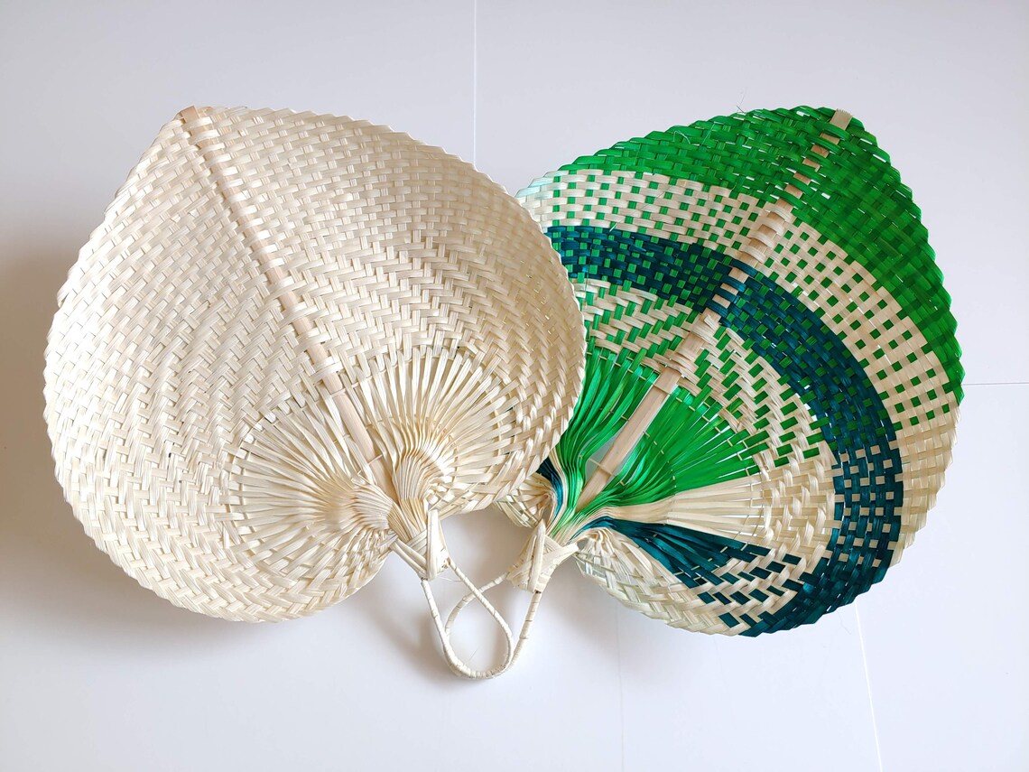 Handwoven Wicker Rattan Wall Hanging Fan Decor Tropical Palm Etsy