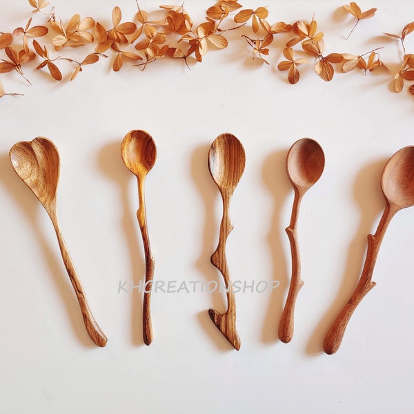 Wooden Spoon Kitchen Decor,Natural Handcrafted Spoon,Hand Carved Wooden Cooking Spoon,Serving Spoon,Kitchen Wood Spoon,Unique Kitchen Gift