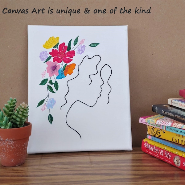 Line Art Embroidery on Canvas Etsy