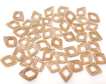 Natural Rattan Earring Hoops Rhombus,Rattan Charms, Handwoven Findings, Woven Boho Jewelry Making Blanks Accessories, Rattan Earrings Supply