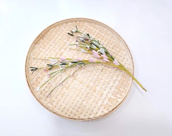 Wicker Woven Bamboo Winnowing Wall Basket Home Decor Bohemian Tray Wall Hanging Round Rattan Winnowing Basket Ottoman Tray Gathering Basket