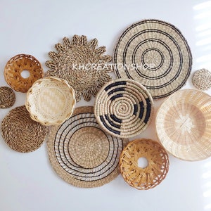 Boho Basket Set Wall Decor, Rattan Wall Decor, Wicker Wall Decor, Boho Home Decor, Woven Wall Baskets, Bohemian Decor, Boho Wall Hanging image 7