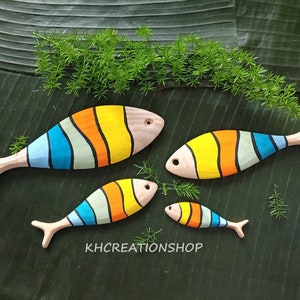 Wood Fish Decoration,Fish Art Wall Decor, Wooden Fish Wall Decor, Colorful Wood Fish, Marine Art, Cabin Decor,Nautical Decor,Ocean Kids Room