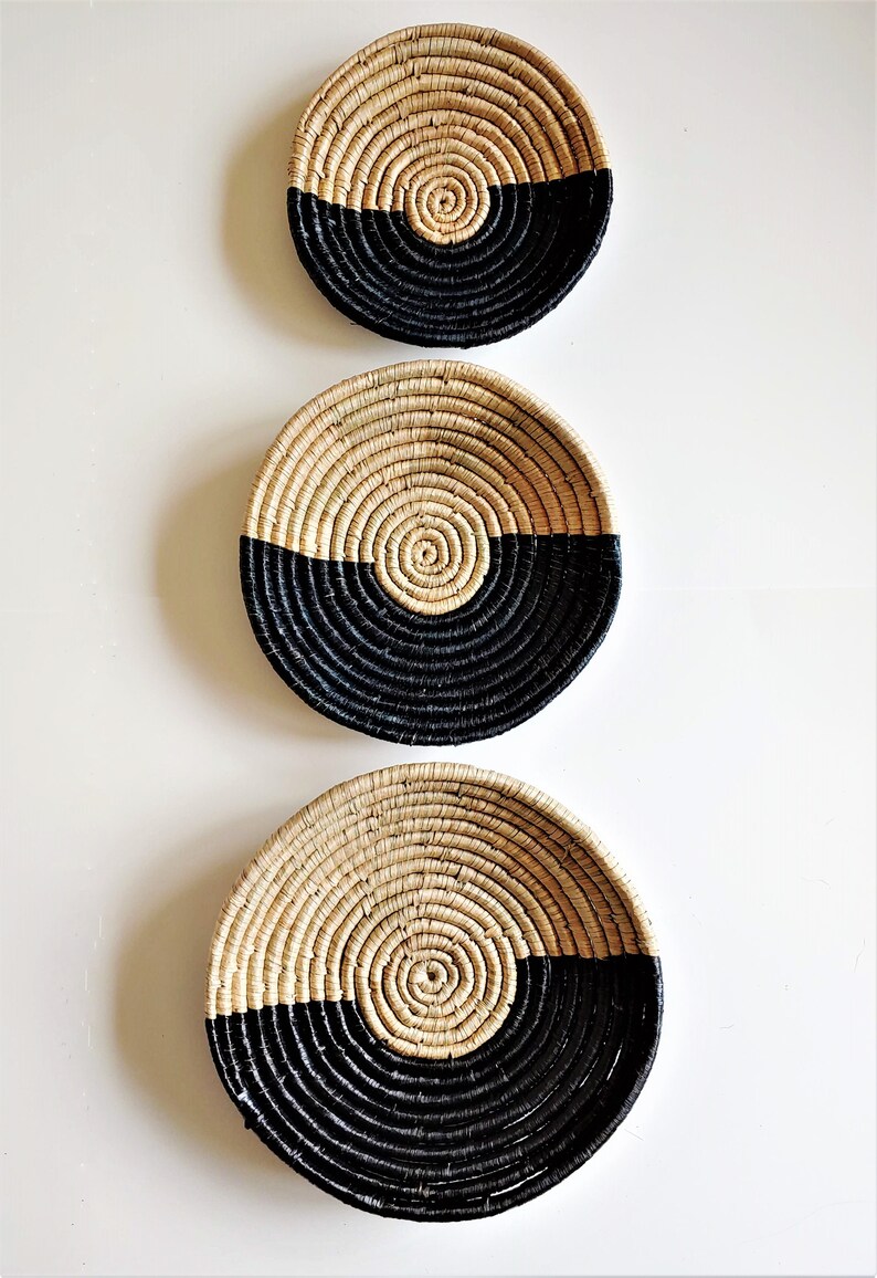Set of 3 Basket Wall Decor Boho Wall Decor Boho Wall Art Etsy