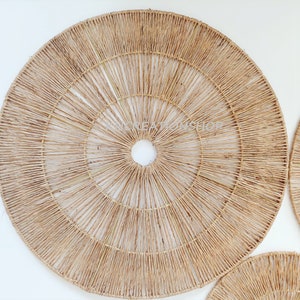 Set of 3 Boho Jute Round Wicker Basket Wall Decor,woven Wall Baskets ...