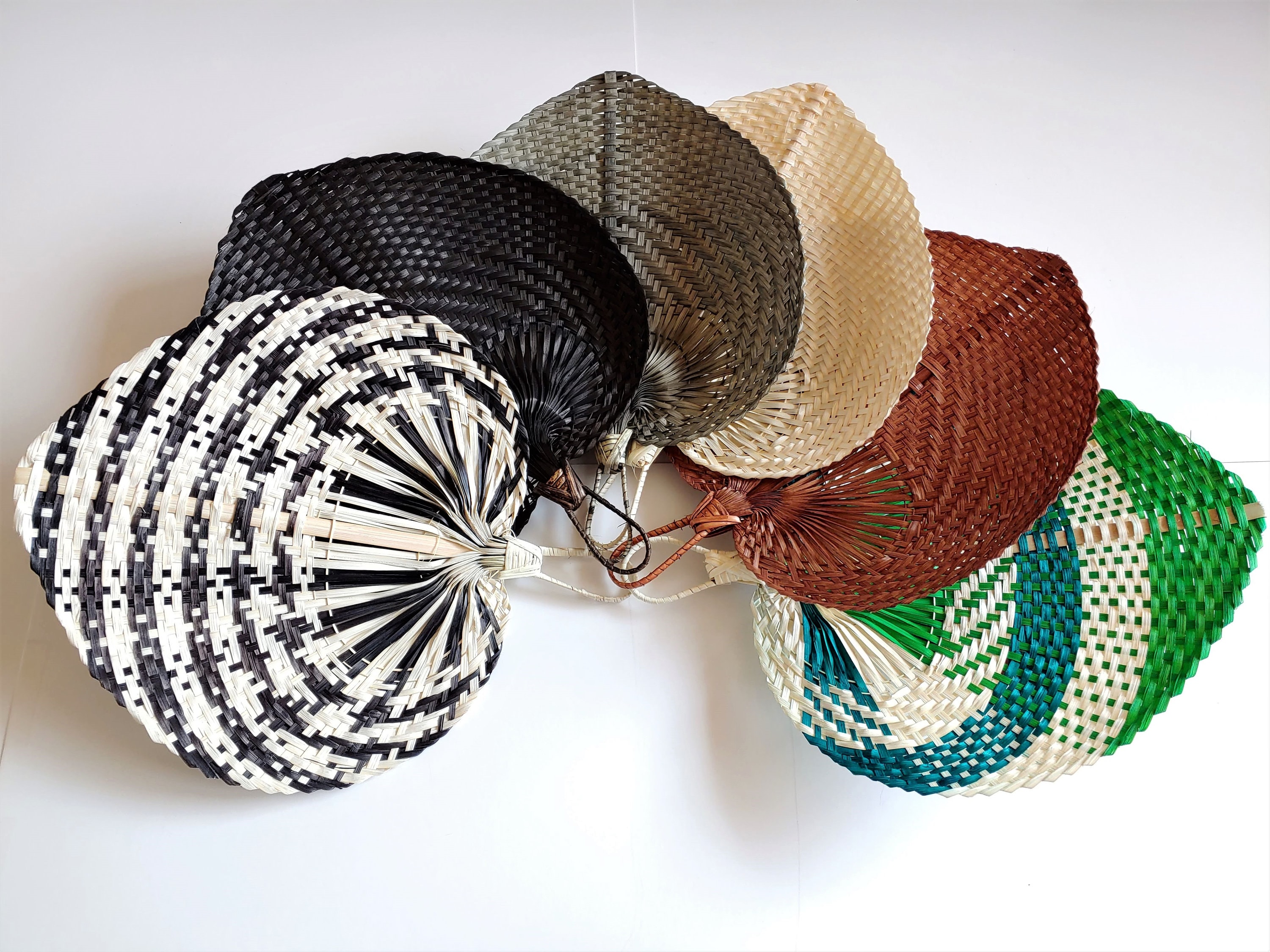 Handwoven Wicker Rattan Wall Hanging Fan Decor, Tropical Palm Fans ...