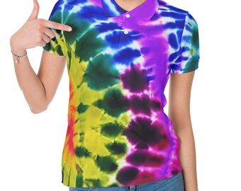 Polo effet tie-dye, polo d'été, polo unisexe,