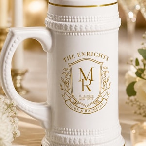 Personalized Beer Stein with Name, Wedding Beer Mug for Couple, Beer Mug Gift for Newlywed