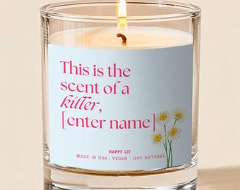 Personalisiert mit Name der Duft einer Killer-Bella Kerze lustige Dämmerung Filmliebhaber lustig inspiriert bella swan Geschenkidee booktok Leser Geschenk