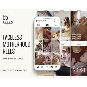 55 Faceless Motherhood Reels: Instagram Mom Templates (MRR PLR)