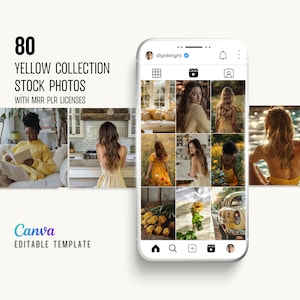 Yellow Stock Photos: Social Media & Canva Templates (MRR PLR License)