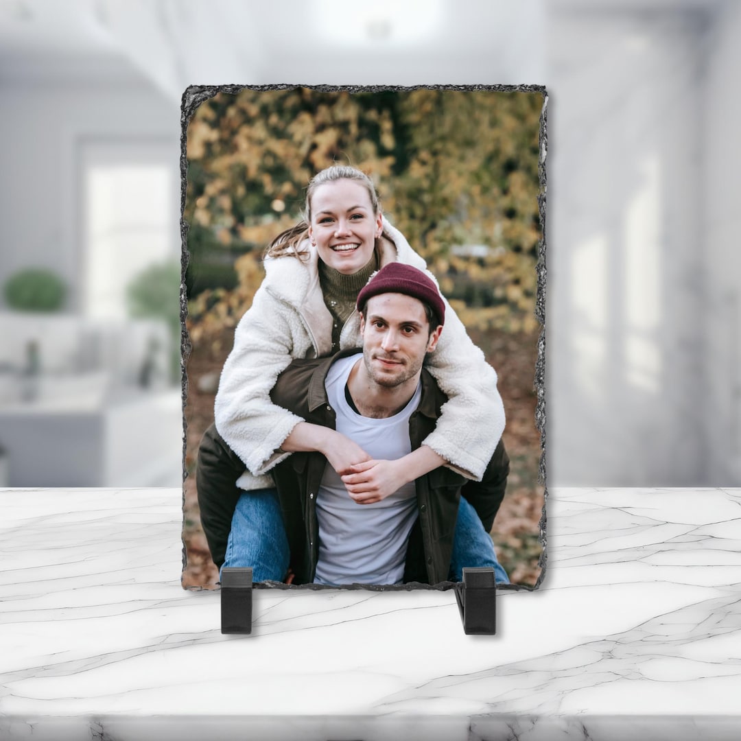 Personalized Photo Rock Slate, Custom Slate Desk Plaque, Natural ...