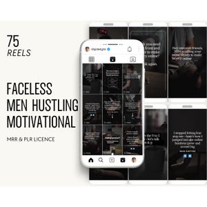 Men Hustling Mindset Motivational Reels / 75 Reels fatti per te per uomini Digital Marketing / Reels uomini senza volto Dark Aesthetic / MRR e PLR