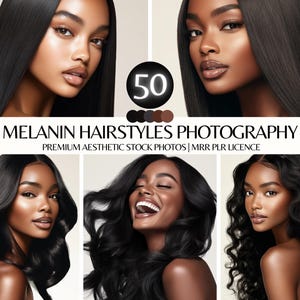 50 Melanin Hairstyle Stock Photos: Black Women Models (MRR PLR)