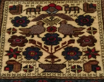 Vintage Halı./Kare Oushak Halı./Dekoratif Rug./İç Tasarım Rug./El Dokuma Rug./1.31x1.47 Ft.