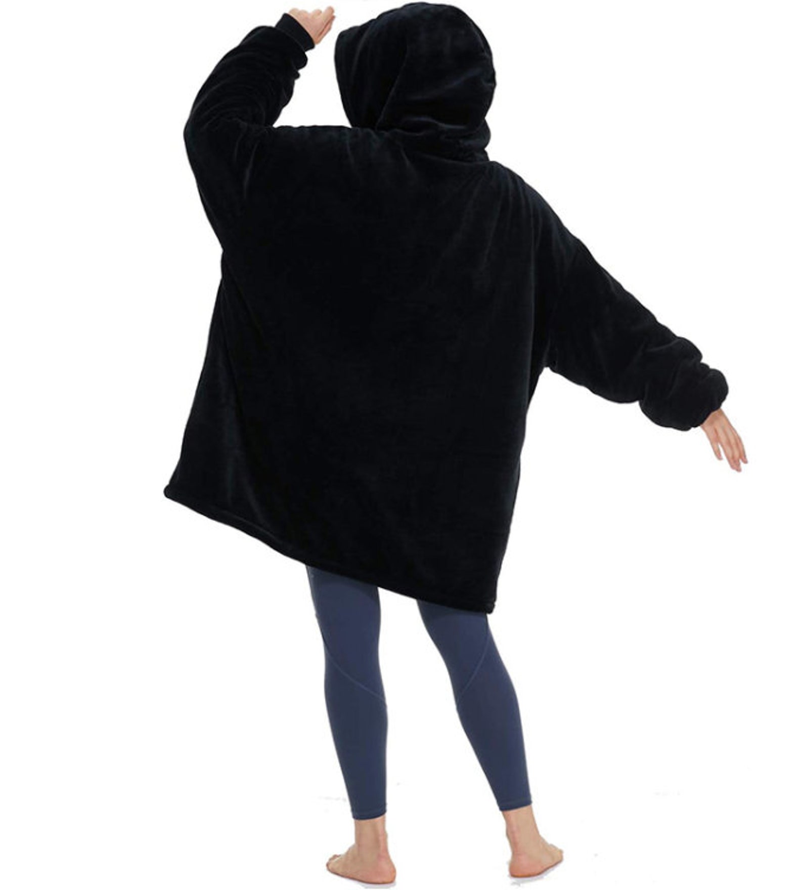 Oversized Hoodie Blanket With Sleeves Sweatshirt Plaid Winter Etsy