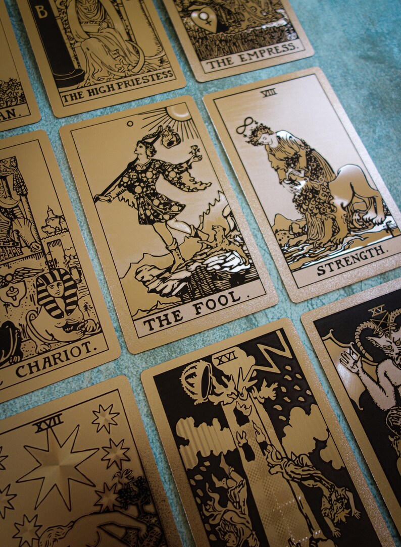 Gold Foil Rider Waite Tarot 78 Card Tarot Deck For Etsy Canada