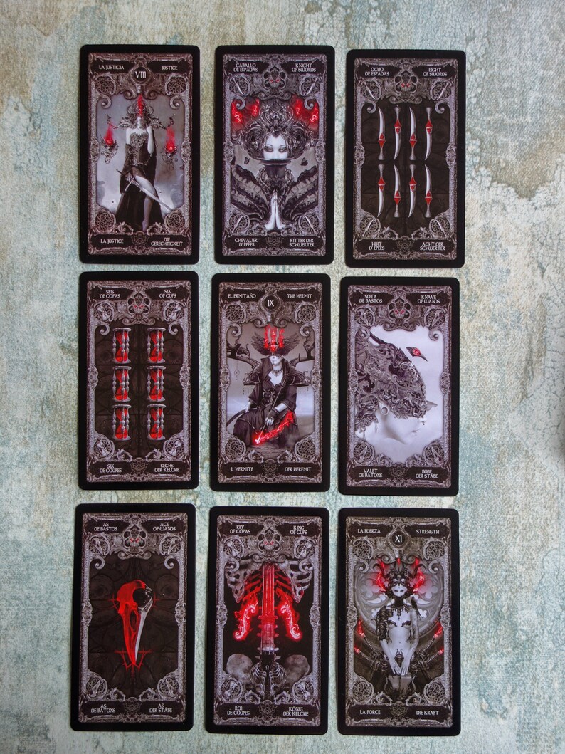 XIII Tarot 78 Card Deck for Divination Black Tarot Dark Etsy UK