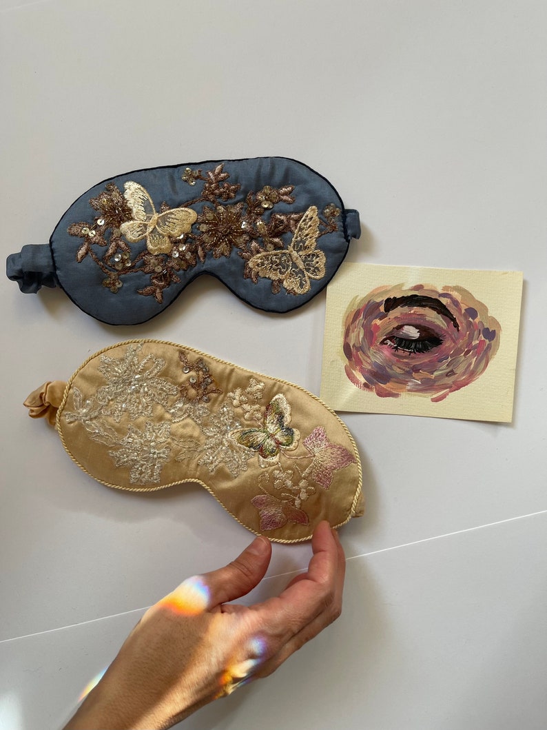 Schlafmaske aus Viskose mit Pailetten für sie, Reiseband für sie Schlafmaske aus Viskose mit Pailetten für sie, Reiseband für sie