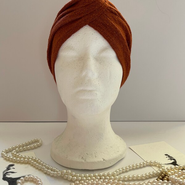 Turban aus Strick im Rostrot | Strick Haar Accessoire | Haarschmuck für Winter