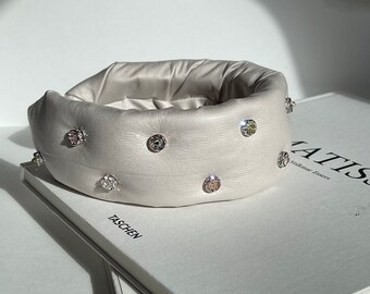 Wide padded headband with Swarovski crystals