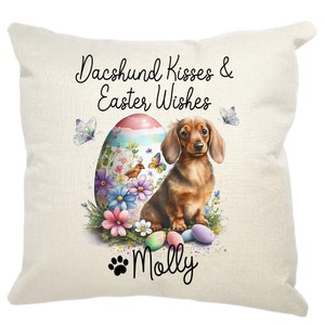 Personalized Easter Fur Babies Pillow, Gift for Easter, Dog Lover Gift, Dog Easter Portrait Personalized, Spring Flowers, Easter Decoration