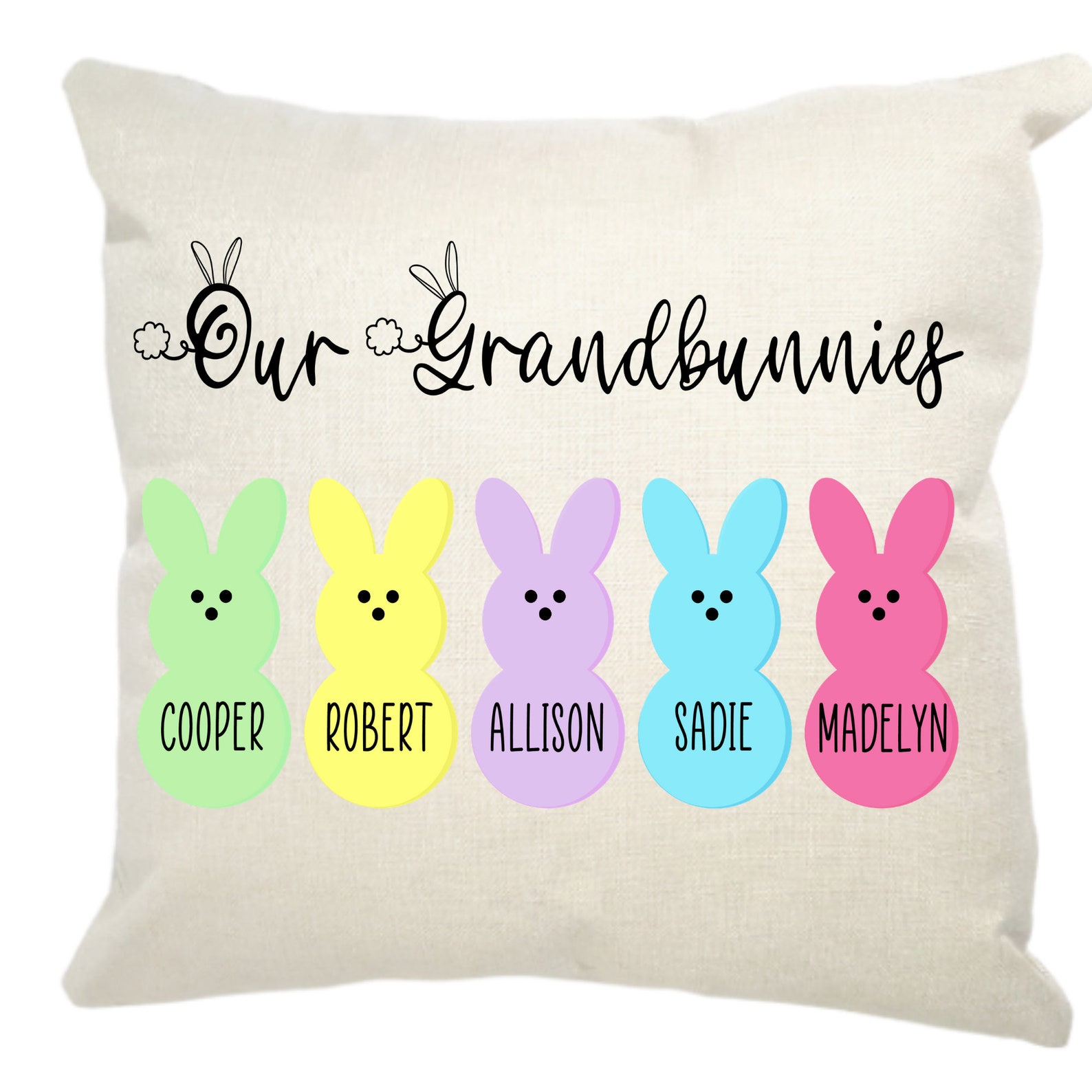 Personalized Easter Pillow Peeps Easter Bunny Pillow Happy Etsy