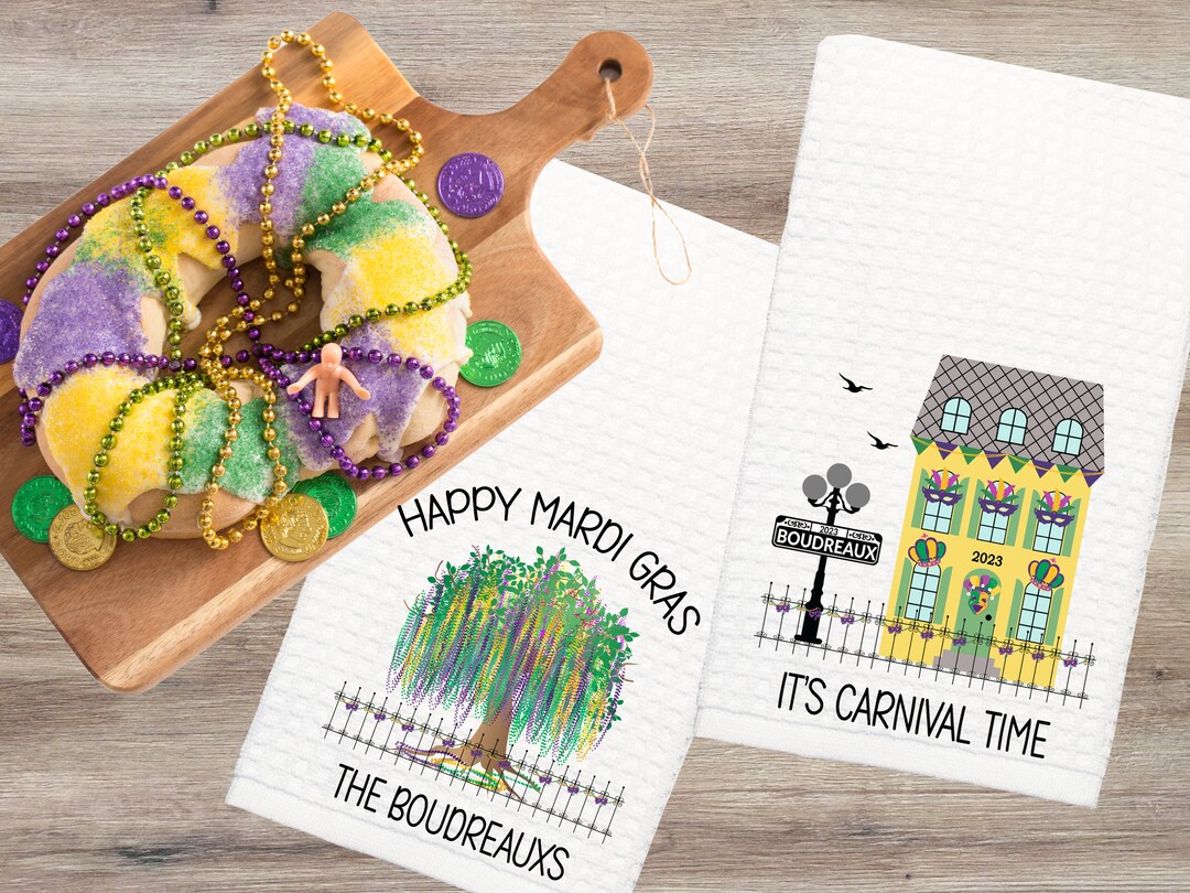 mardi gras tea towels