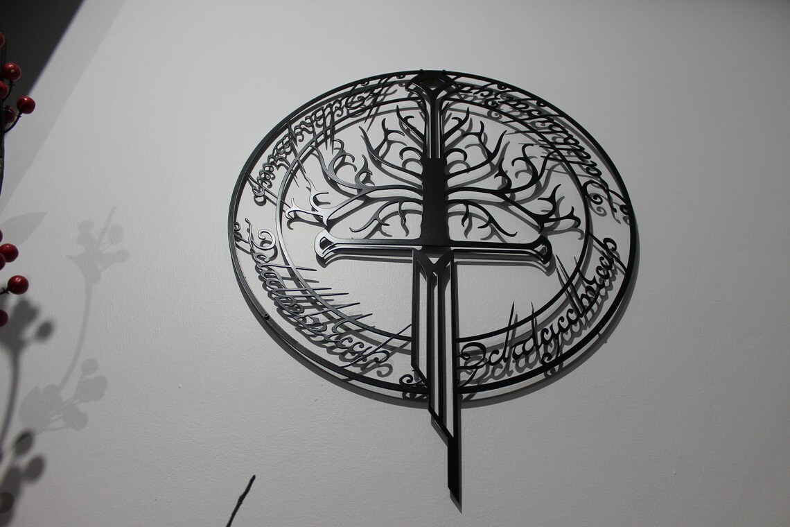 Lord Of The Rings Metal Wall Art Narsil Home Decor White Etsy