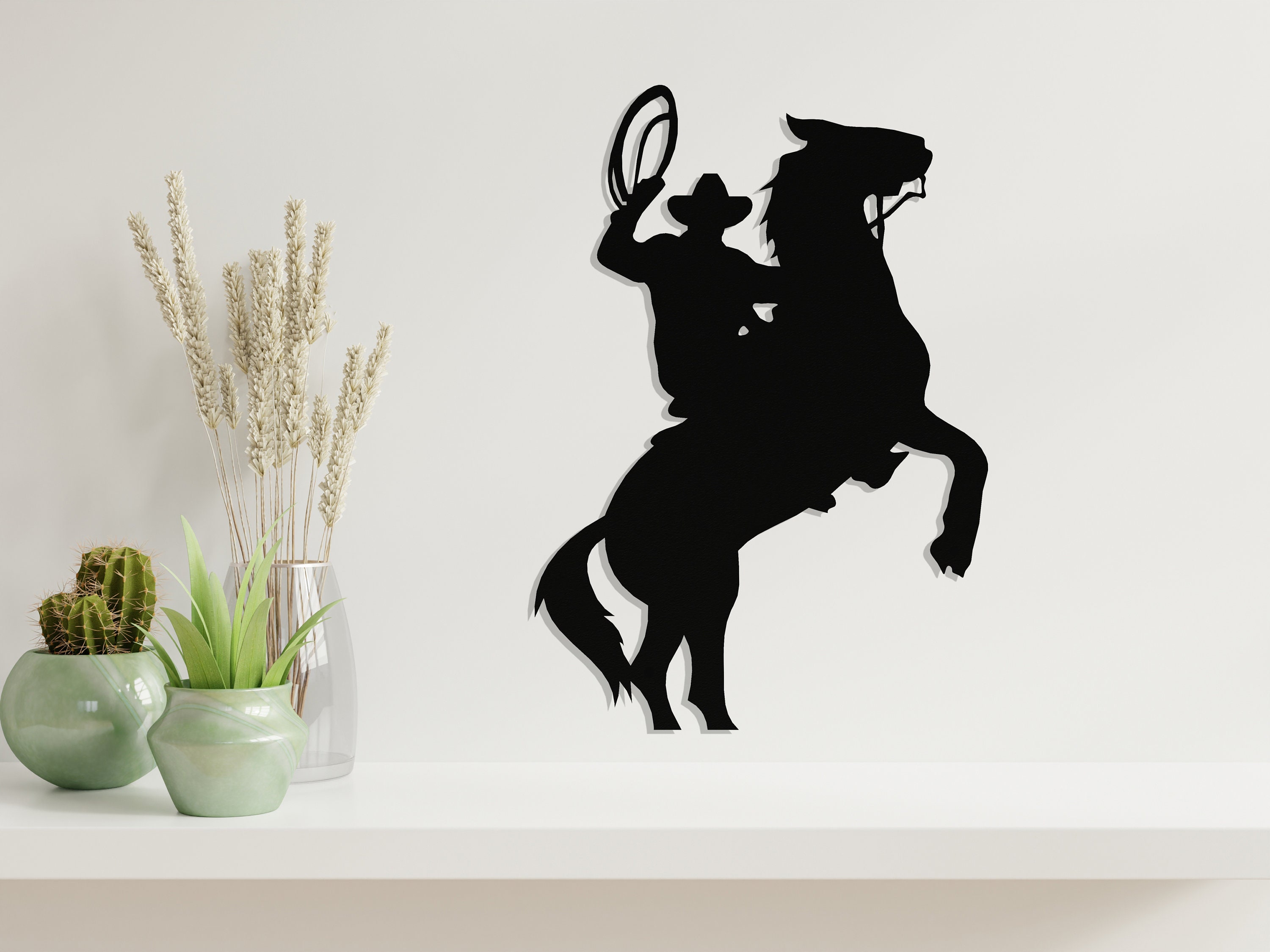 Western Cowboy Horse Metal Home Wall Art Decor Gift for Him Etsy
