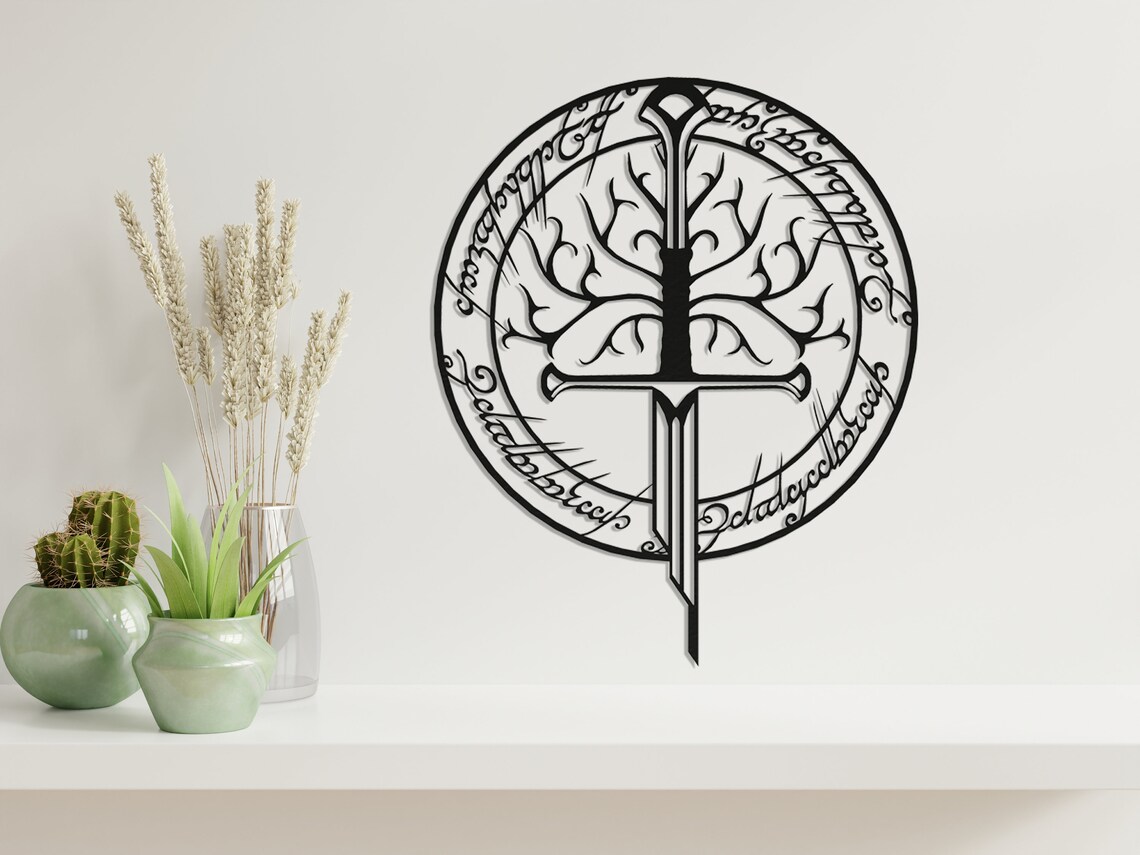 Lord Of The Rings Metal Wall Art Narsil Home Decor White Etsy