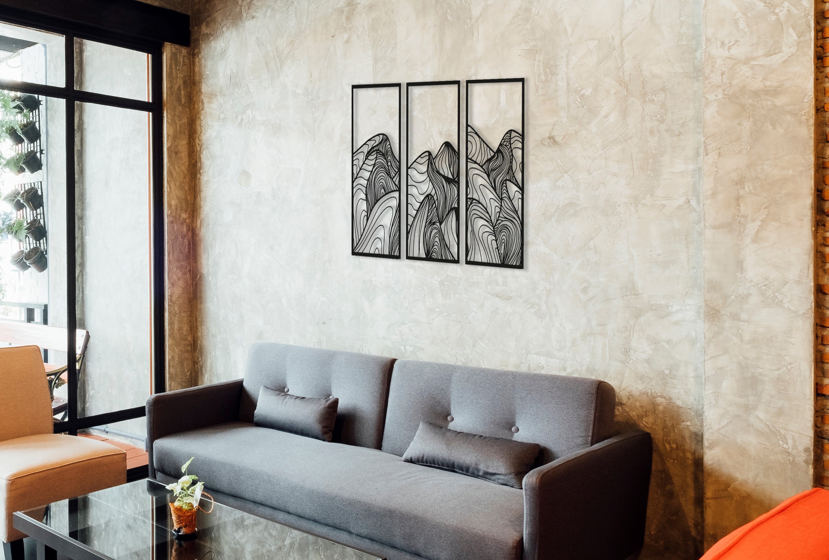 Metal Line Mountain Range Wall Decor Mountain Wall Art Deco Etsy