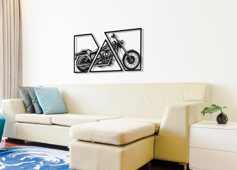 Motorcycle Metal Wall Art Biker Home Decor Harley Davidson Etsy