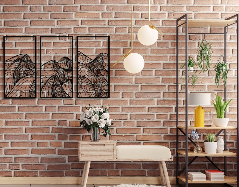 Metal Line Mountain Range Wall Decor Mountain Wall Art Deco Etsy