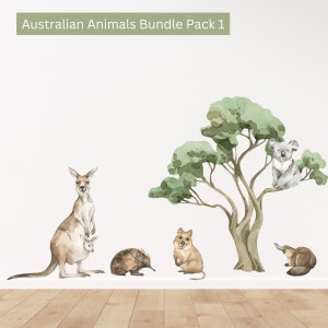Australian Theme Nursery Decal, Koala, Kangaroo, Australian Animal Wall Decal, Australian Animal Wall Sticker, Nursery Wall Decal