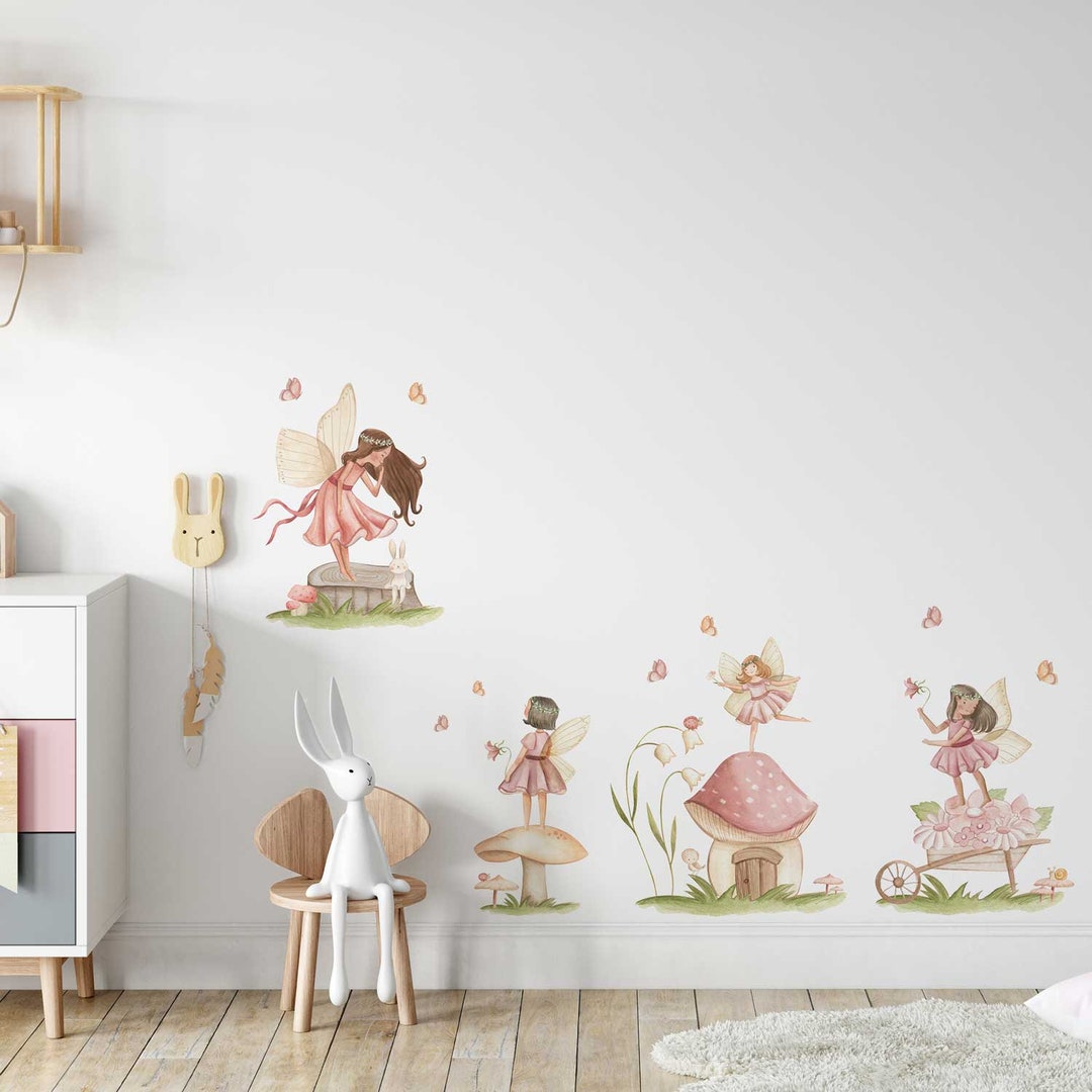 Fairy Flower Garden Fabric Wall Decal , Pretty, Floral , Nursery Fairy ...